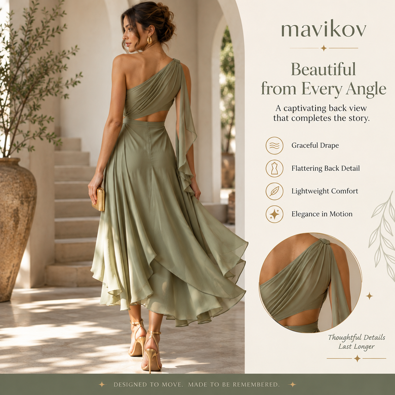 Mavikov™ Aerial Drape Midi Dress
